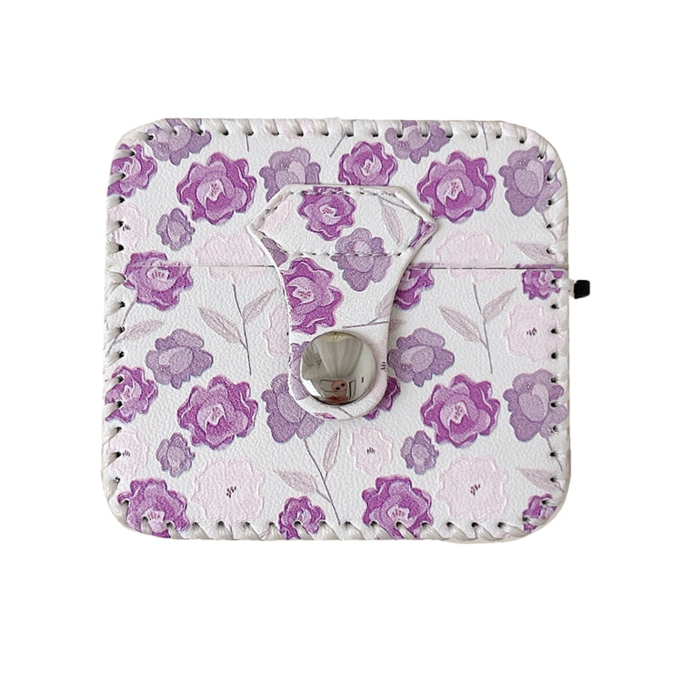 For AirPods Pro 2 PU Leather Wireless Earphone Case(Purple Flowers)