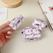 For AirPods Pro 2 PU Leather Wireless Earphone Case(Purple Flowers)