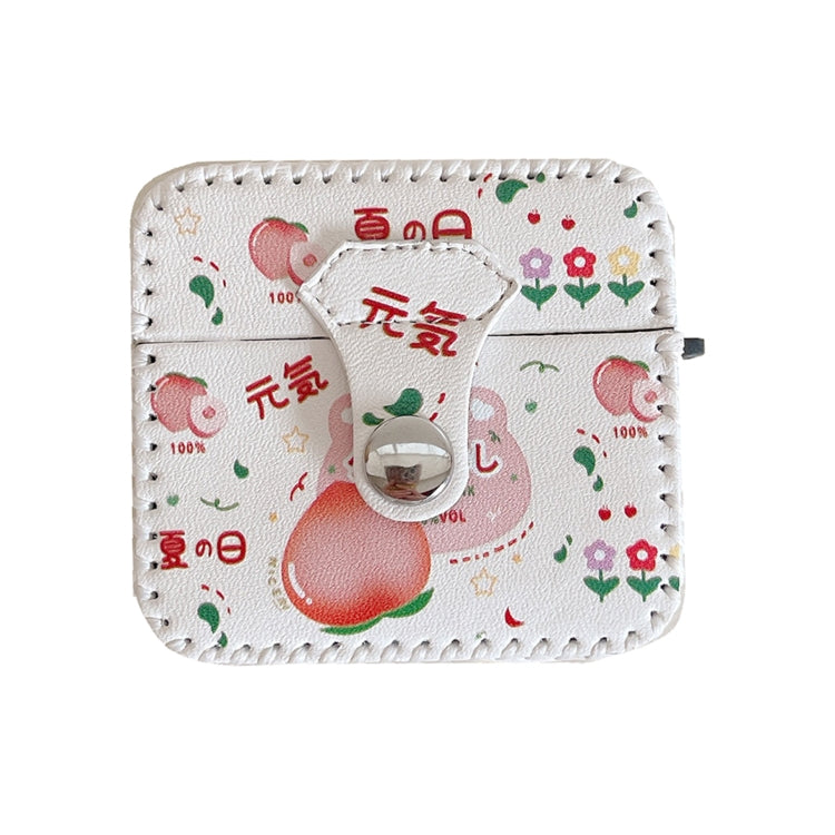 For AirPods 1/2 PU Leather Wireless Earphone Case(Peach)