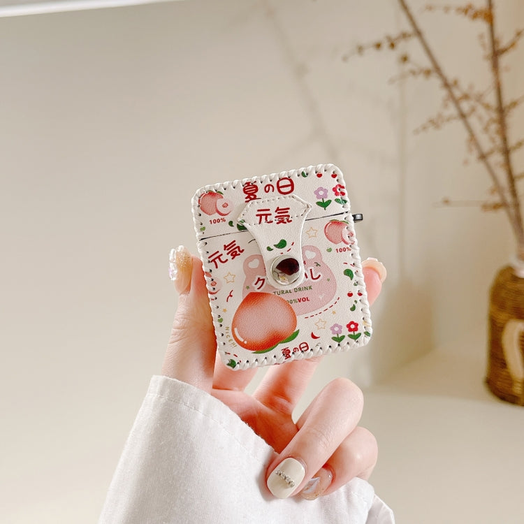 For AirPods 1/2 PU Leather Wireless Earphone Case(Peach)
