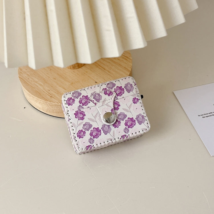 For AirPods 3 PU Leather Wireless Earphone Case(Purple Flowers)