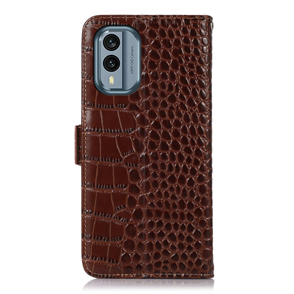 For Nokia X30 5G Crocodile Top Layer Cowhide Leather Phone Case(Brown)