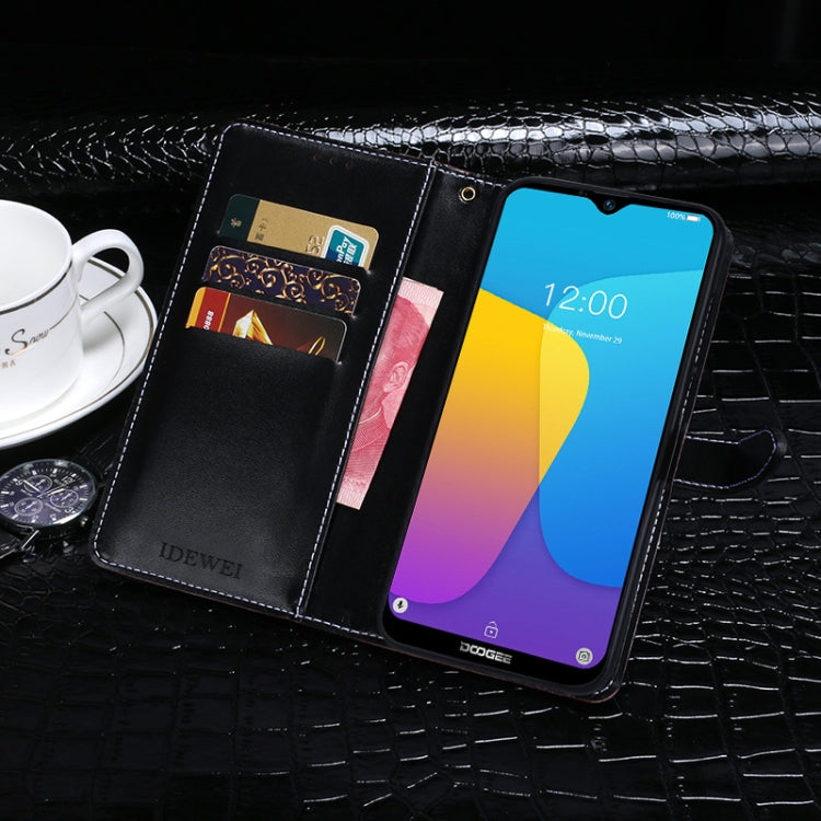 For Doogee X90 idewei Crocodile Texture Horizontal Flip Leather Case with Holder & Card Slots & Wallet(Dark Blue)