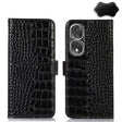 For Honor 80 Pro Crocodile Top Layer Cowhide Leather Phone Case(Black) - Honor Cases by PMC TechLife | Online Shopping South Africa | PMC TechLife | Buy Now Pay Later Mobicred
