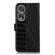 For Honor 80 Pro Crocodile Top Layer Cowhide Leather Phone Case(Black)