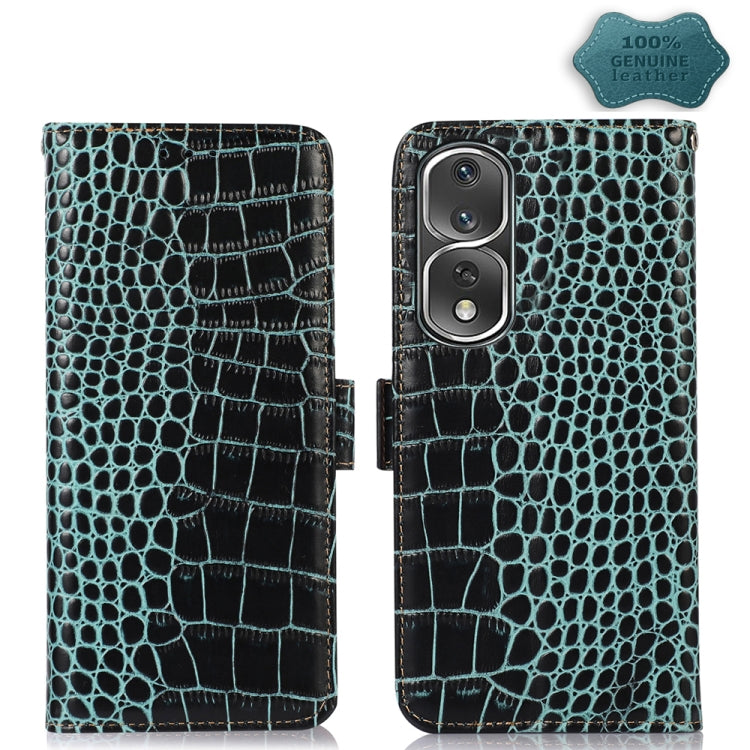 For Honor 80 Pro Crocodile Top Layer Cowhide Leather Phone Case(Green)