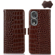 For Honor 80 Pro Crocodile Top Layer Cowhide Leather Phone Case(Brown) - Honor Cases by PMC TechLife | Online Shopping South Africa | PMC TechLife | Buy Now Pay Later Mobicred