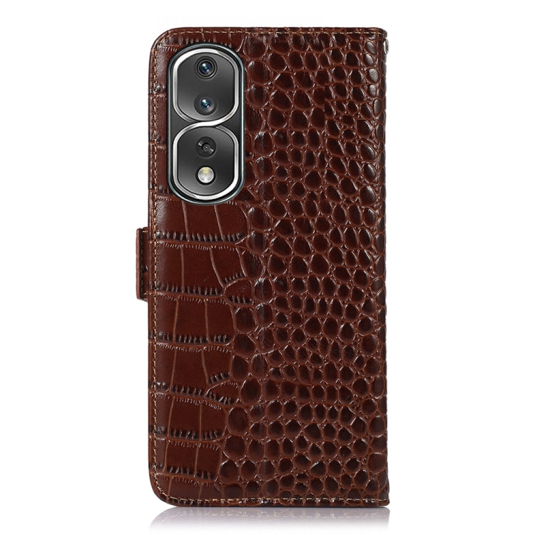 For Honor 80 Pro Crocodile Top Layer Cowhide Leather Phone Case(Brown)