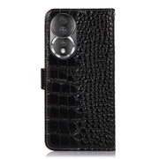 For Honor 80 Crocodile Top Layer Cowhide Leather Phone Case(Black)