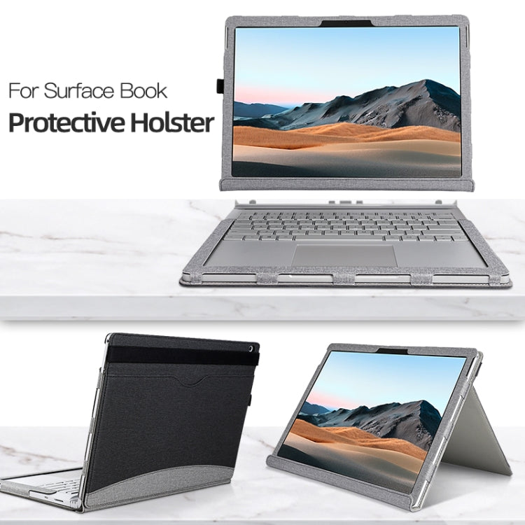 For MicroSoft Surface Book 3 / 2 / 1 13.5 inch Leather Laptop Case(Black Brown)