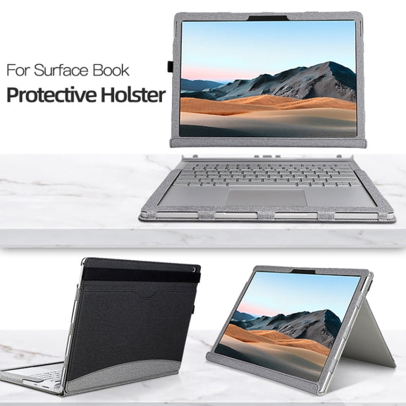 For MicroSoft Surface Book 3 / 2 / 1 13.5 inch Leather Laptop Case(Black Brown)