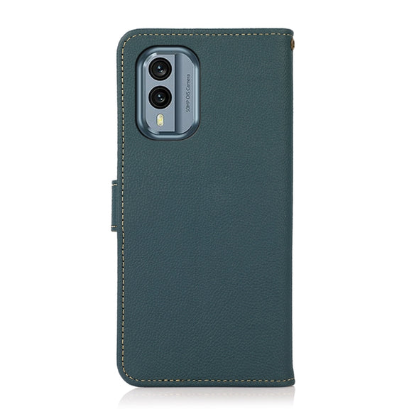 For Nokia X30 5G KHAZNEH Custer Genuine Leather RFID Phone Case(Green)