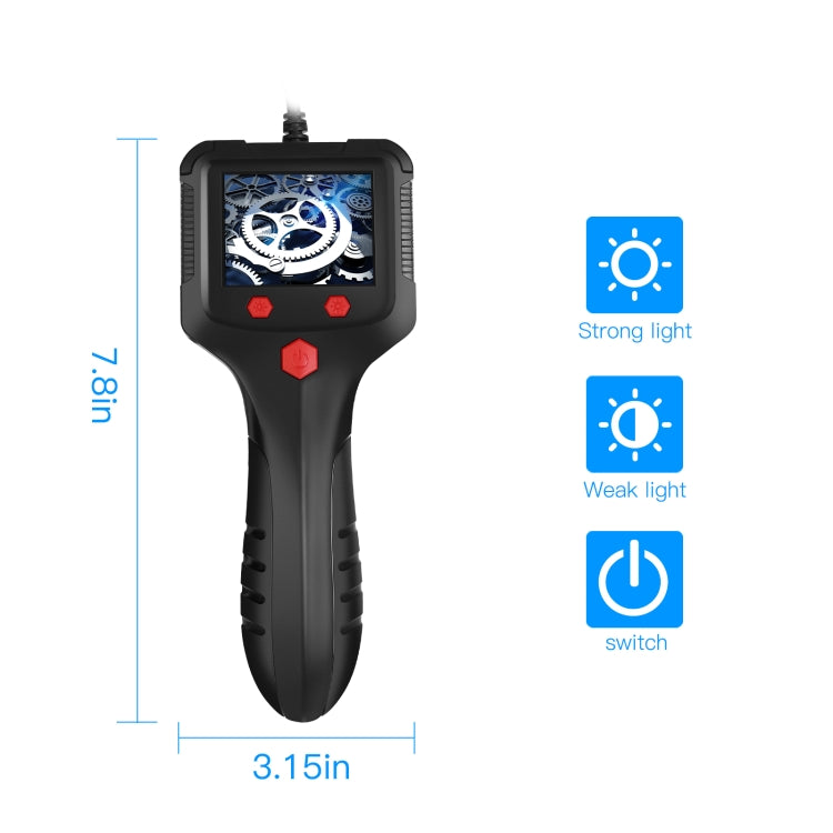 P100 8mm Side 2.4 inch HD Handheld Endoscope Hardline with LCD Screen, Length:50m