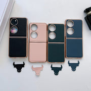 For Huawei P50 Pocket Nano Electroplating Genuine Leather Phone Case(Green)