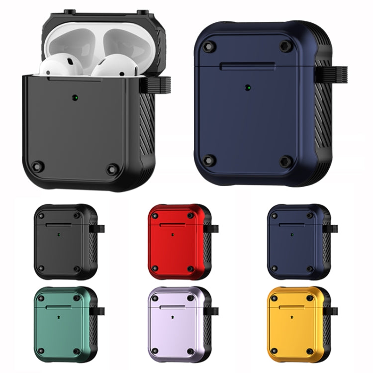 For AirPods 1 / 2 Wing TPU + PC Shockproof Earphone Protective Case(Black Red)