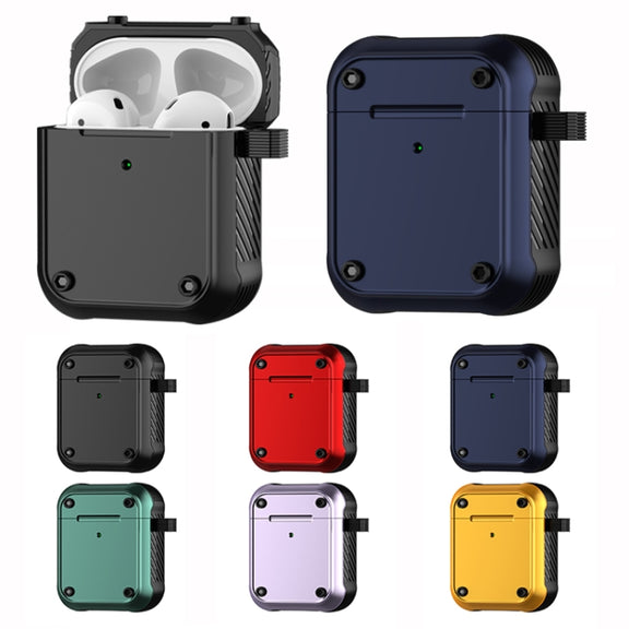 For AirPods 1 / 2 Wing TPU + PC Shockproof Earphone Protective Case(Black Red)