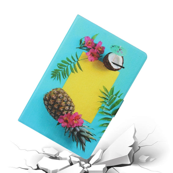 For 10 inch Tablet PC Universal Coloured Drawing Pattern Horizontal Flip Leather Case with Holder & Card Slot(Pineapple)