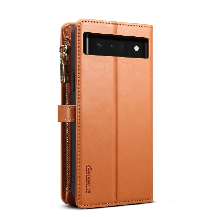 For Google Pixel 6 Pro ESEBLE Star Series Lanyard Zipper Wallet RFID Leather Case(Brown)