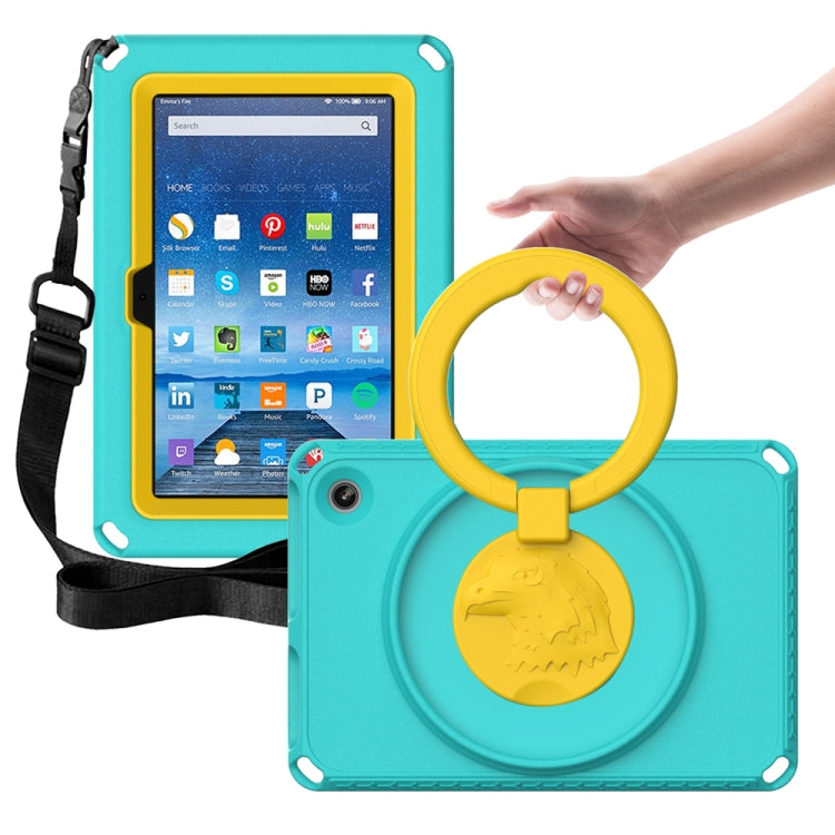 For Amazon Kindle Fire HD7 2022 EVA + PC Shockproof Tablet Case with Water-resistant Frame(Glacier Green)