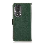 For Honor 80 Pro KHAZNEH Side-Magnetic Litchi Genuine Leather RFID Phone Case(Green)