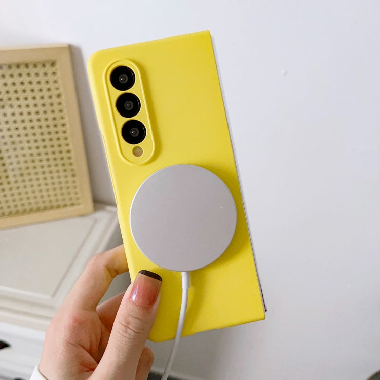 For Samsung Galaxy Z Fold4 Skin Feel MagSafe Magnetic Phone Case(Yellow)