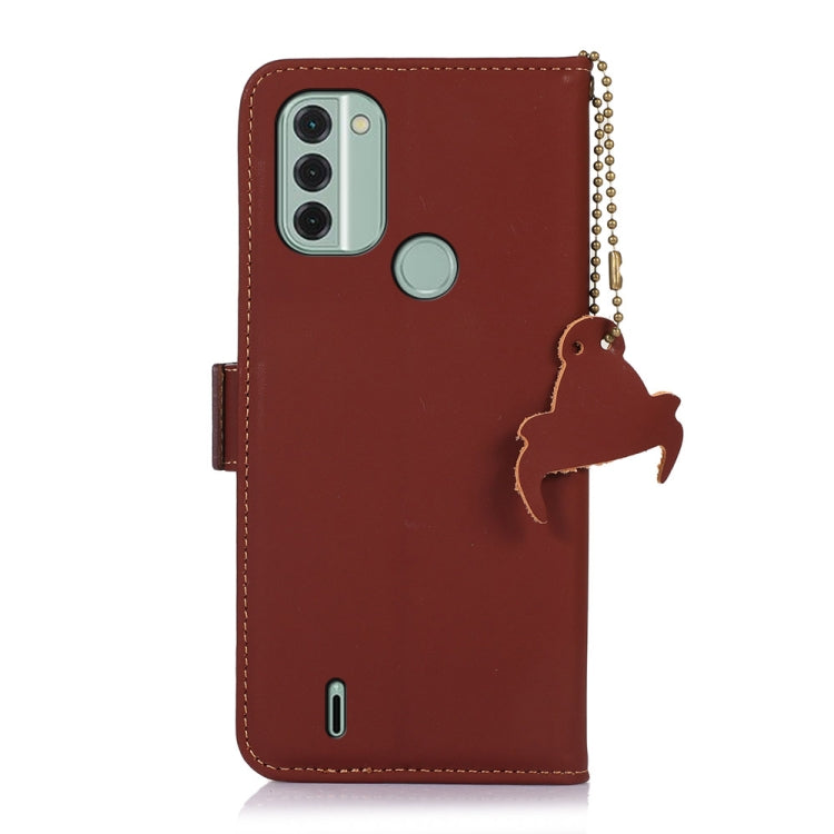 For Nokia C31 Genuine Leather Magnetic RFID Leather Phone Case(Coffee)