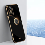 For Realme GT Neo 3 XINLI Straight Edge 6D Electroplate TPU Phone Case with Ring Holder(Black)