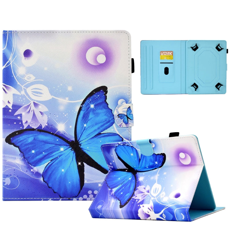For 10 inch Tablet Electric Pressed TPU Leather Tablet Case(Blue Butterfly)