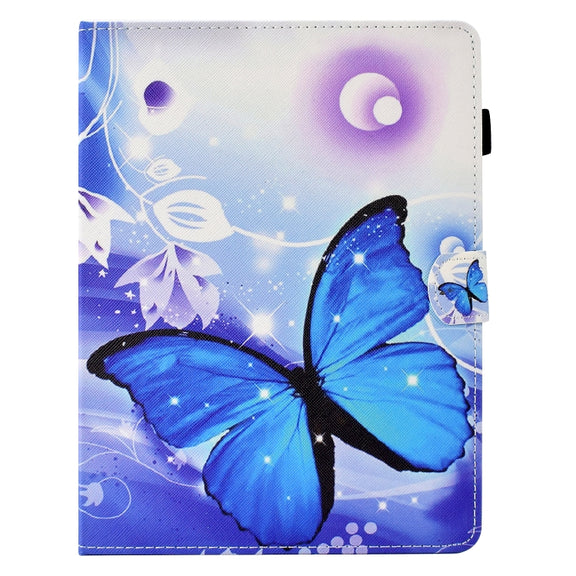 For 10 inch Tablet Electric Pressed TPU Leather Tablet Case(Blue Butterfly)