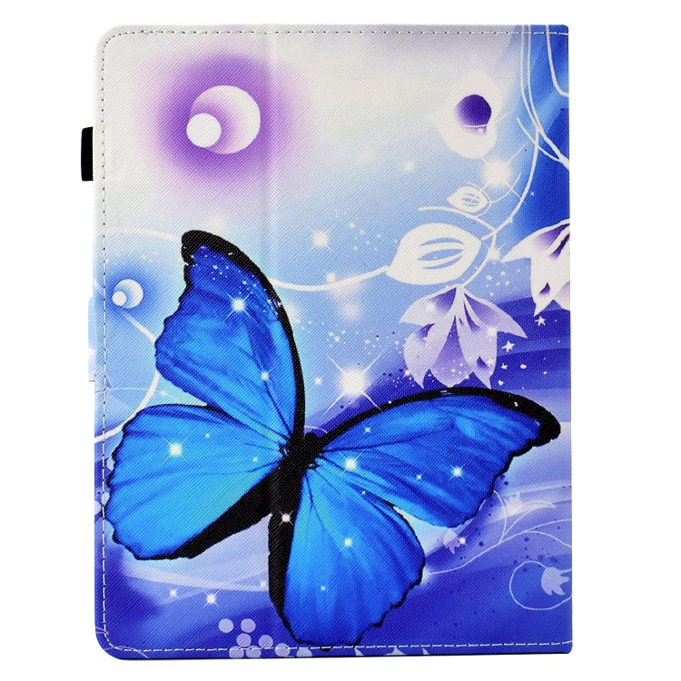 For 10 inch Tablet Electric Pressed TPU Leather Tablet Case(Blue Butterfly)