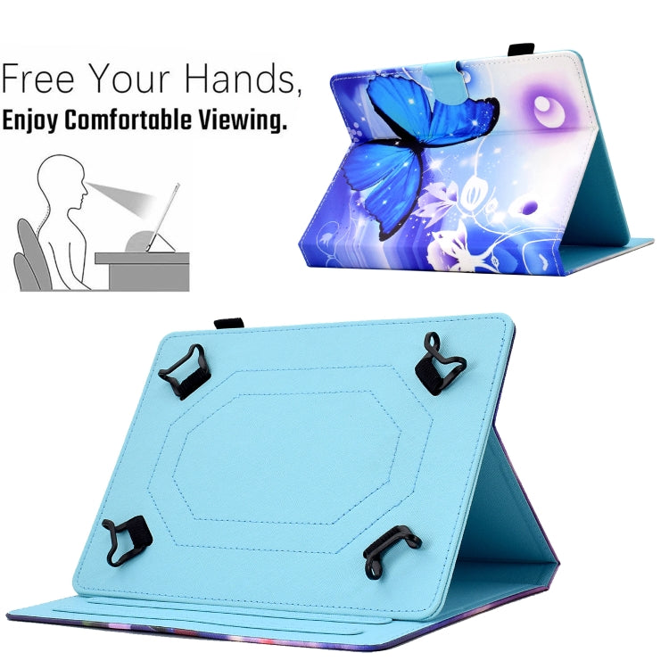 For 10 inch Tablet Electric Pressed TPU Leather Tablet Case(Blue Butterfly)
