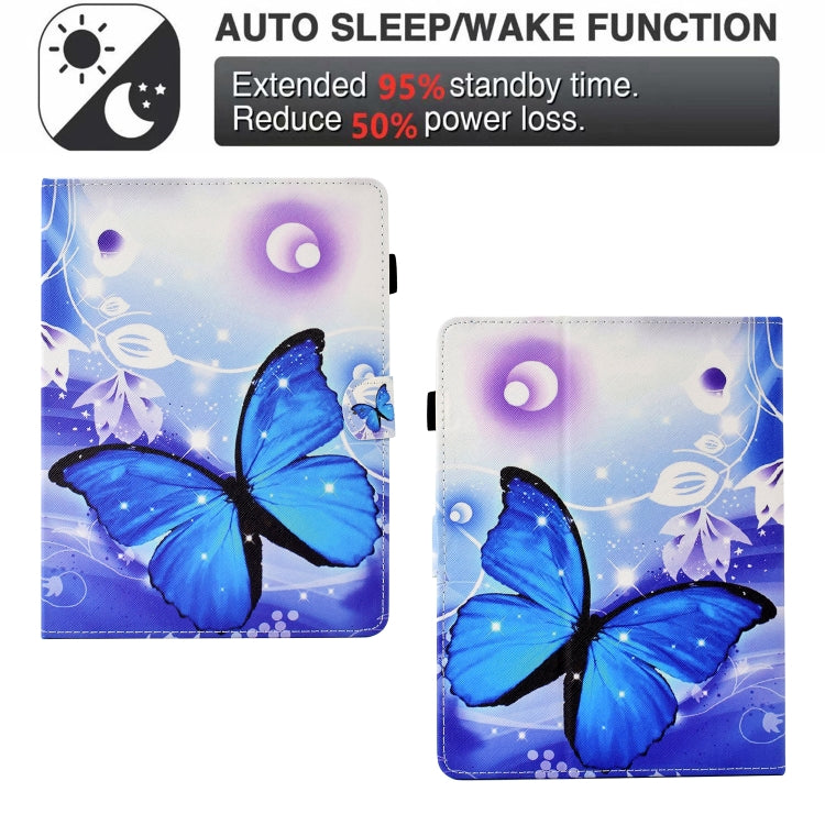For 10 inch Tablet Electric Pressed TPU Leather Tablet Case(Blue Butterfly)