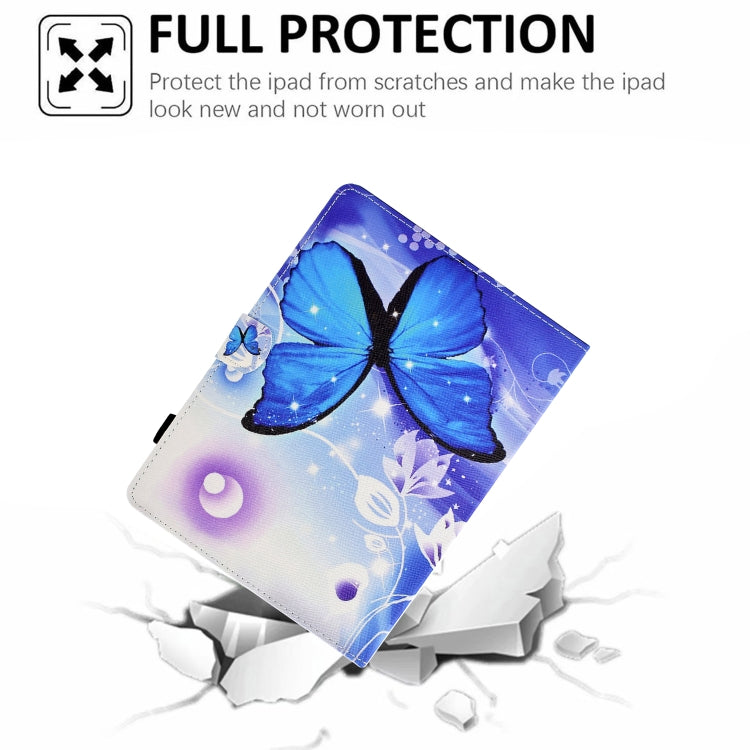 For 10 inch Tablet Electric Pressed TPU Leather Tablet Case(Blue Butterfly)