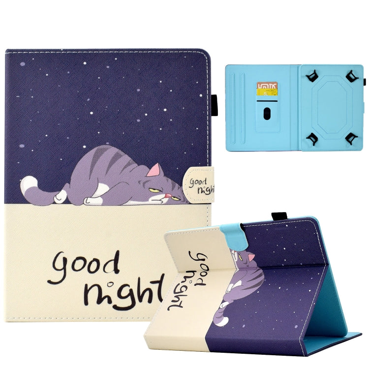 For 10 inch Tablet Electric Pressed TPU Leather Tablet Case(Lazy Cat)
