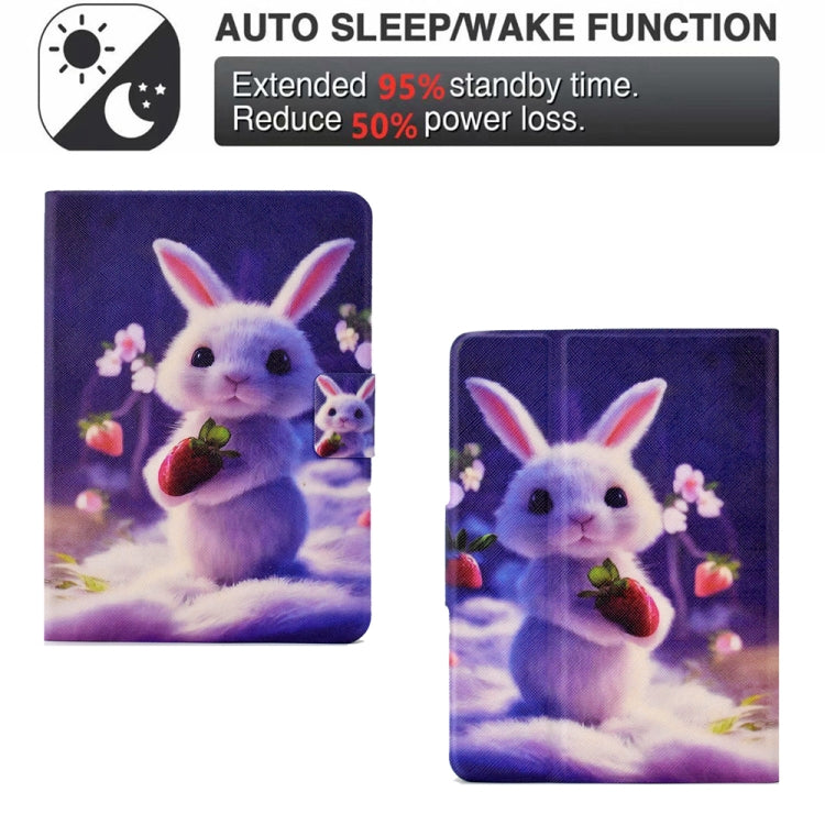 For Amazon Kindle Paperwhite 4/3/2/1 Electric Pressed TPU Smart Leather Tablet Case(Strawberry Bunny)