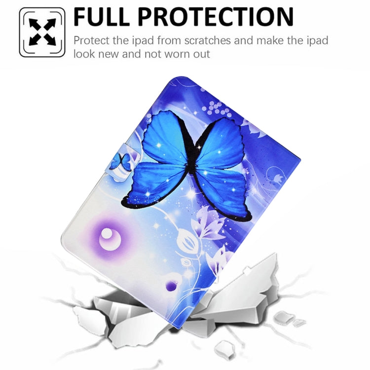 For Amazon Kindle Paperwhite 5 2021 Electric Pressed TPU Smart Leather Tablet Case(Blue Butterfly)
