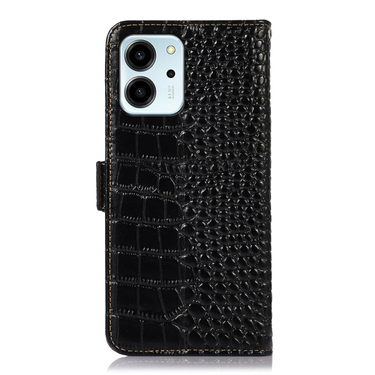 For Honor 80 SE Crocodile Top Layer Cowhide Leather Phone Case(Black)