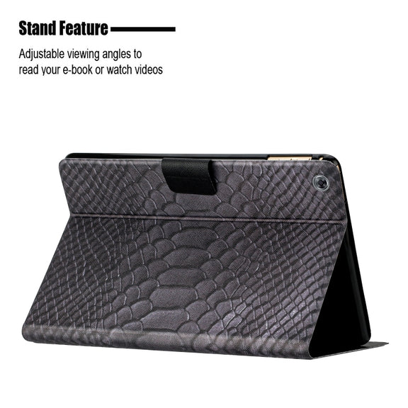 For Huawei MediaPad M5 lite 10.1 Solid Color Crocodile Texture Leather Smart Tablet Case(Black)