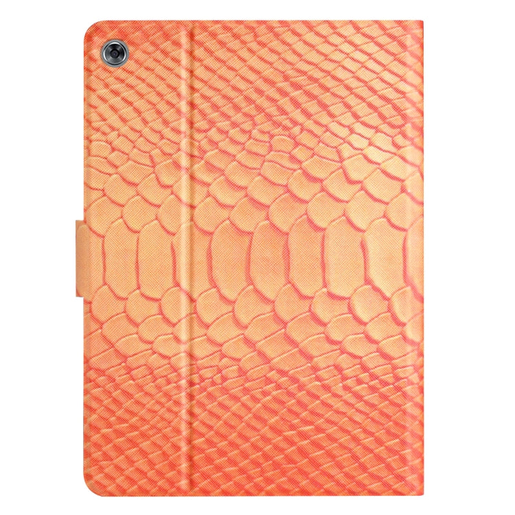 For Huawei MediaPad M5 lite 10.1 Solid Color Crocodile Texture Leather Smart Tablet Case(Orange)