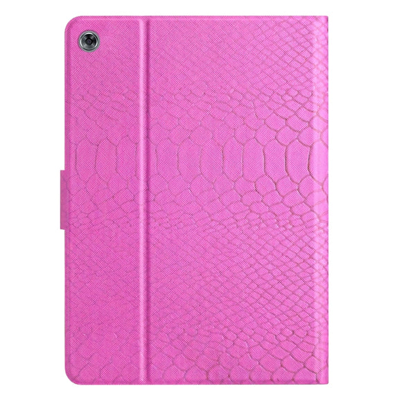 For Huawei MediaPad M5 lite 10.1 Solid Color Crocodile Texture Leather Smart Tablet Case(Rose Red)