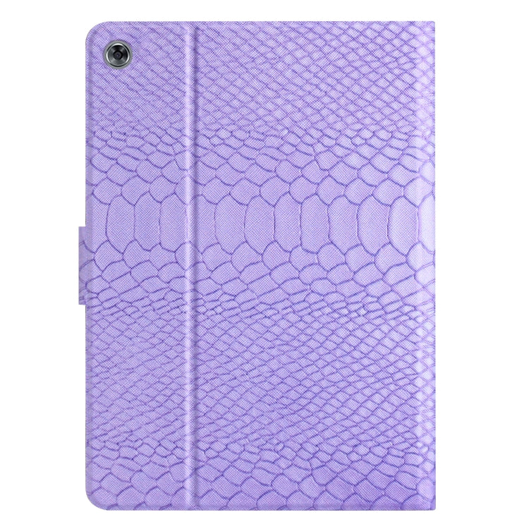 For Huawei MediaPad M5 lite 10.1 Solid Color Crocodile Texture Leather Smart Tablet Case(Purple)