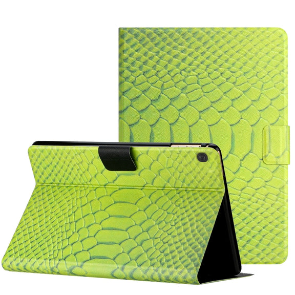 For Lenovo Tab M10 Solid Color Crocodile Texture Leather Smart Tablet Case(Green)