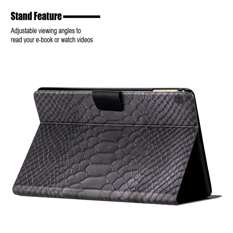 For Lenovo Tab M10 Solid Color Crocodile Texture Leather Smart Tablet Case(Black)