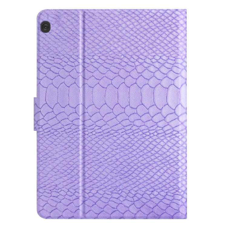 For Lenovo Tab M10 Solid Color Crocodile Texture Leather Smart Tablet Case(Purple)