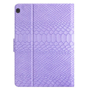 For Lenovo Tab M10 Solid Color Crocodile Texture Leather Smart Tablet Case(Purple)