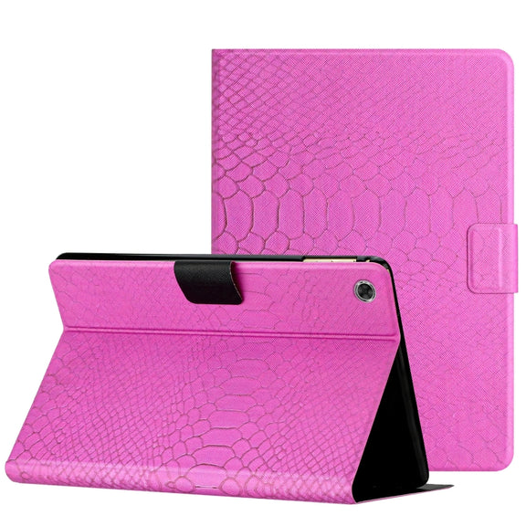For Lenovo Tab M10 3rd Gen Solid Color Crocodile Texture Leather Smart Tablet Case(Rose Red)