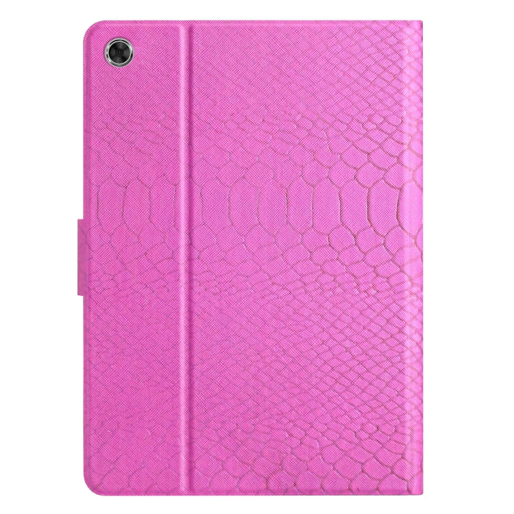 For Lenovo Tab M10 Plus Solid Color Crocodile Texture Leather Smart Tablet Case(Rose Red)