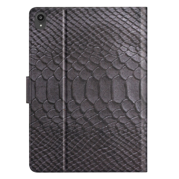 For Lenovo Tab P11 Solid Color Crocodile Texture Leather Smart Tablet Case(Black)