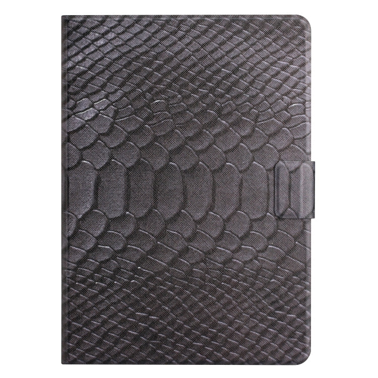 For Amazon Kindle Fire HD 10 2019/2017/2015 Solid Color Crocodile Texture Leather Smart Tablet Case(Black)