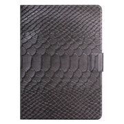 For Amazon Kindle Fire HD 10 2019/2017/2015 Solid Color Crocodile Texture Leather Smart Tablet Case(Black)